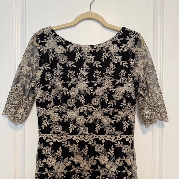 Anthropologie BHLDN Betsy Dress Black Cream Lace Maxi Gown Size 10 - Picture 3 of 15